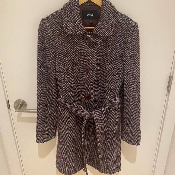 Jacob burgundy herring bone coat -made in Canada - Picture 1 of 6